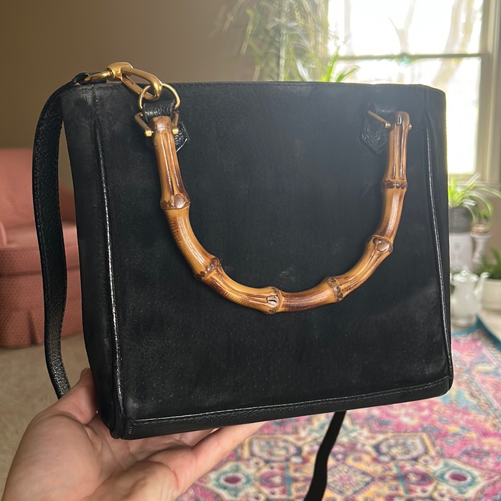 Gucci bamboo small suede tote
